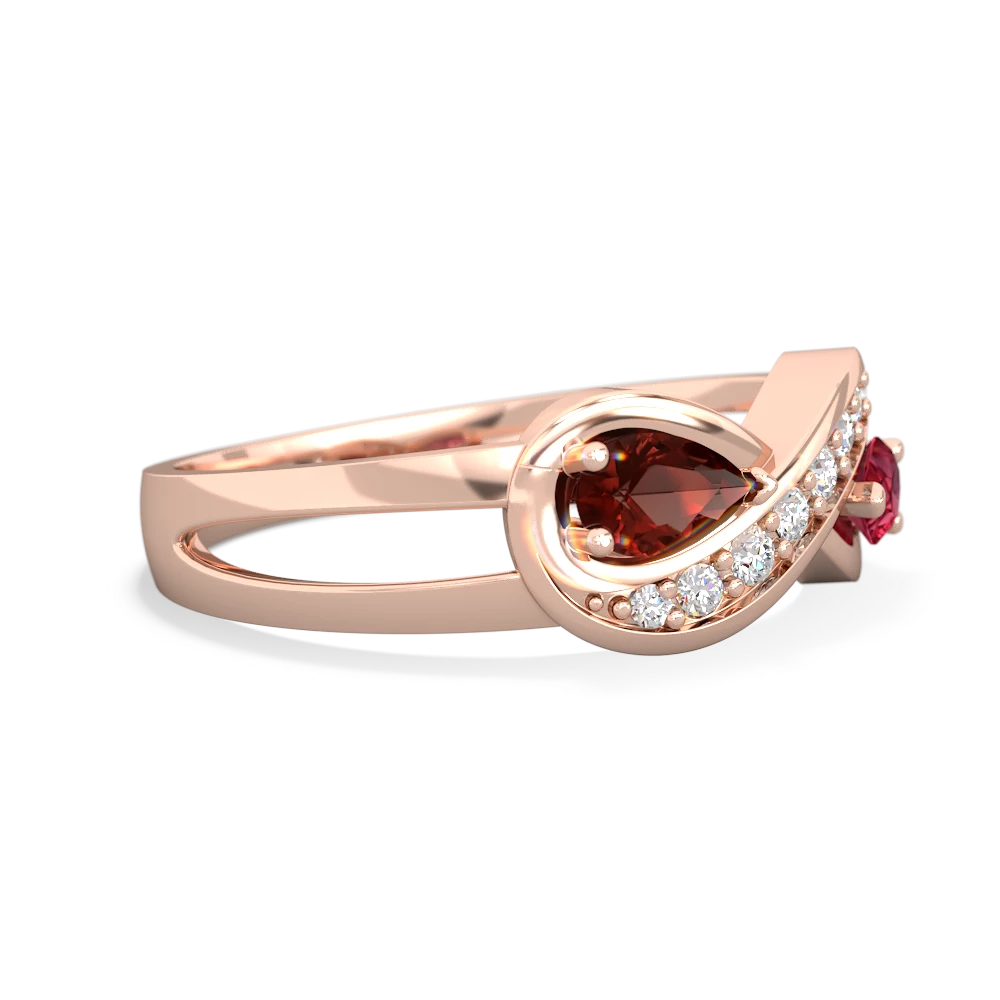 Garnet Diamond Infinity 14K Rose Gold ring R5390