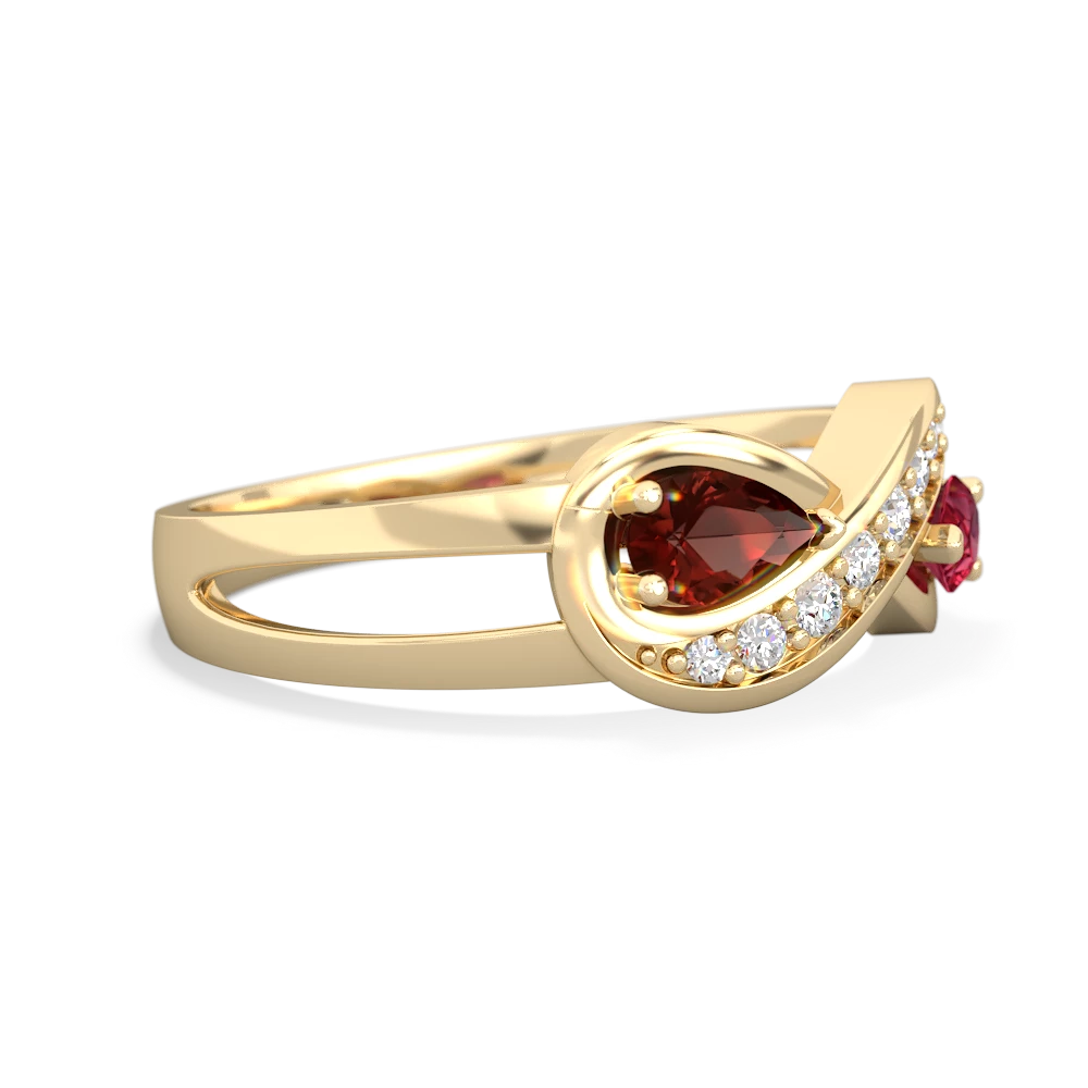 Garnet Diamond Infinity 14K Yellow Gold ring R5390