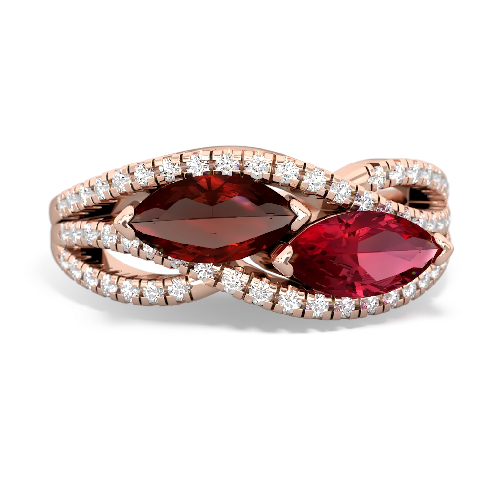 Garnet Diamond Rivers 14K Rose Gold ring R3070