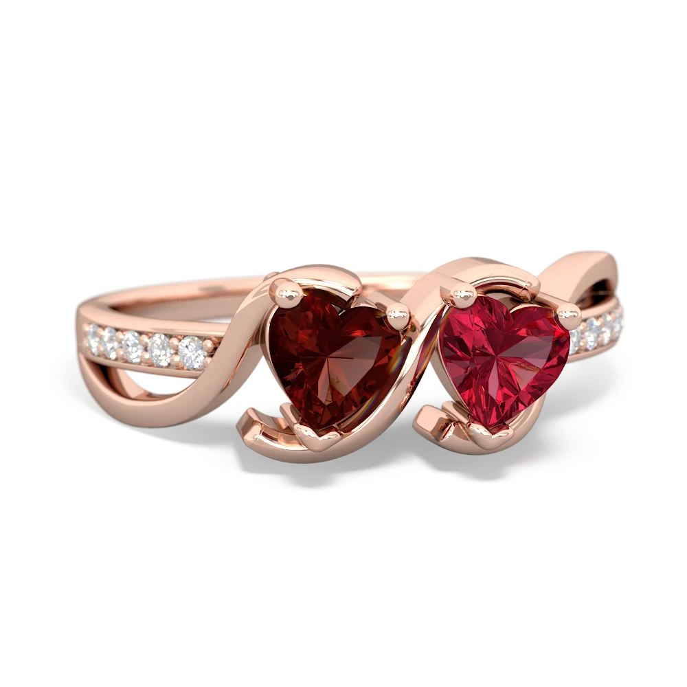 Garnet Side By Side 14K Rose Gold ring R3090