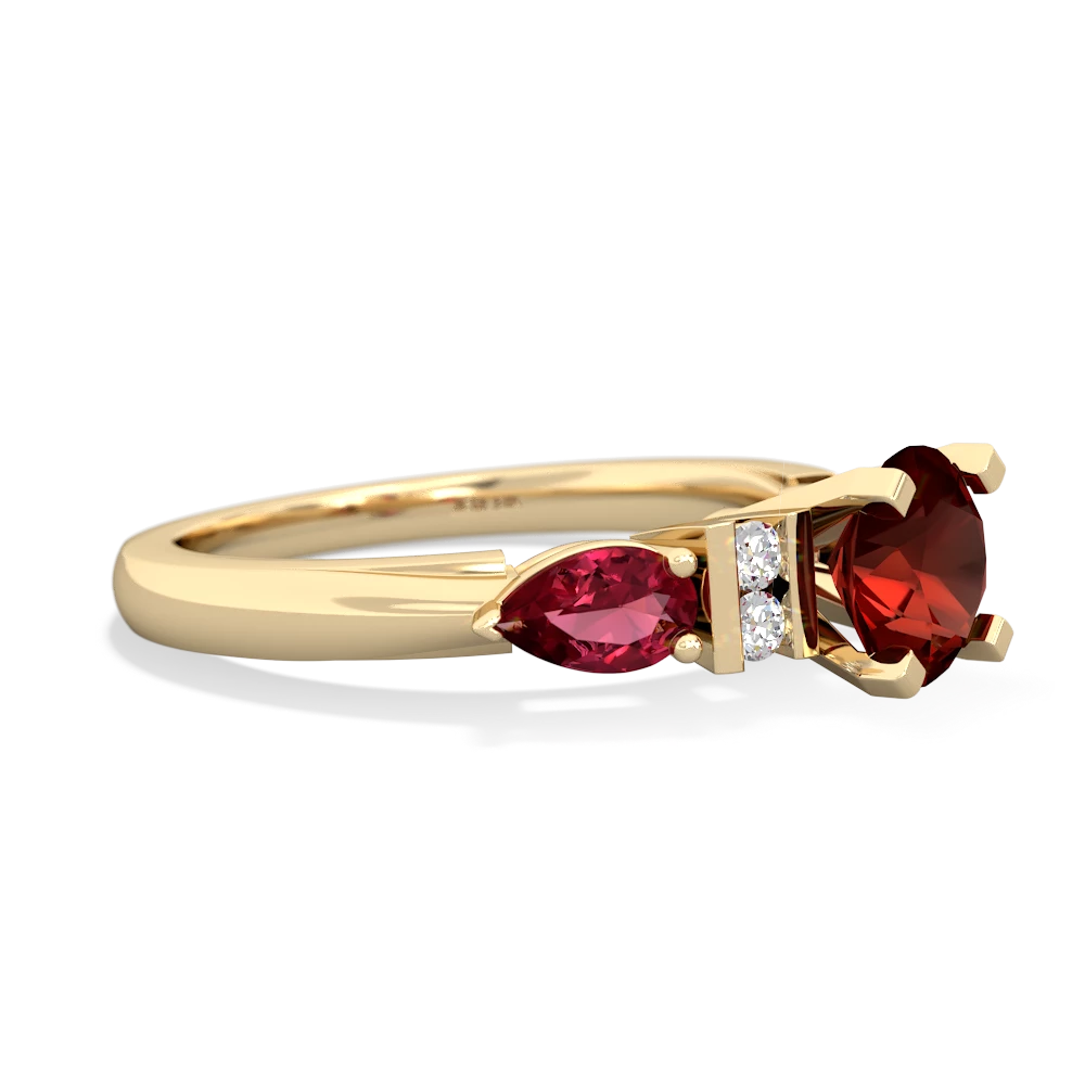 Garnet 6Mm Round Eternal Embrace Engagement 14K Yellow Gold ring R2005