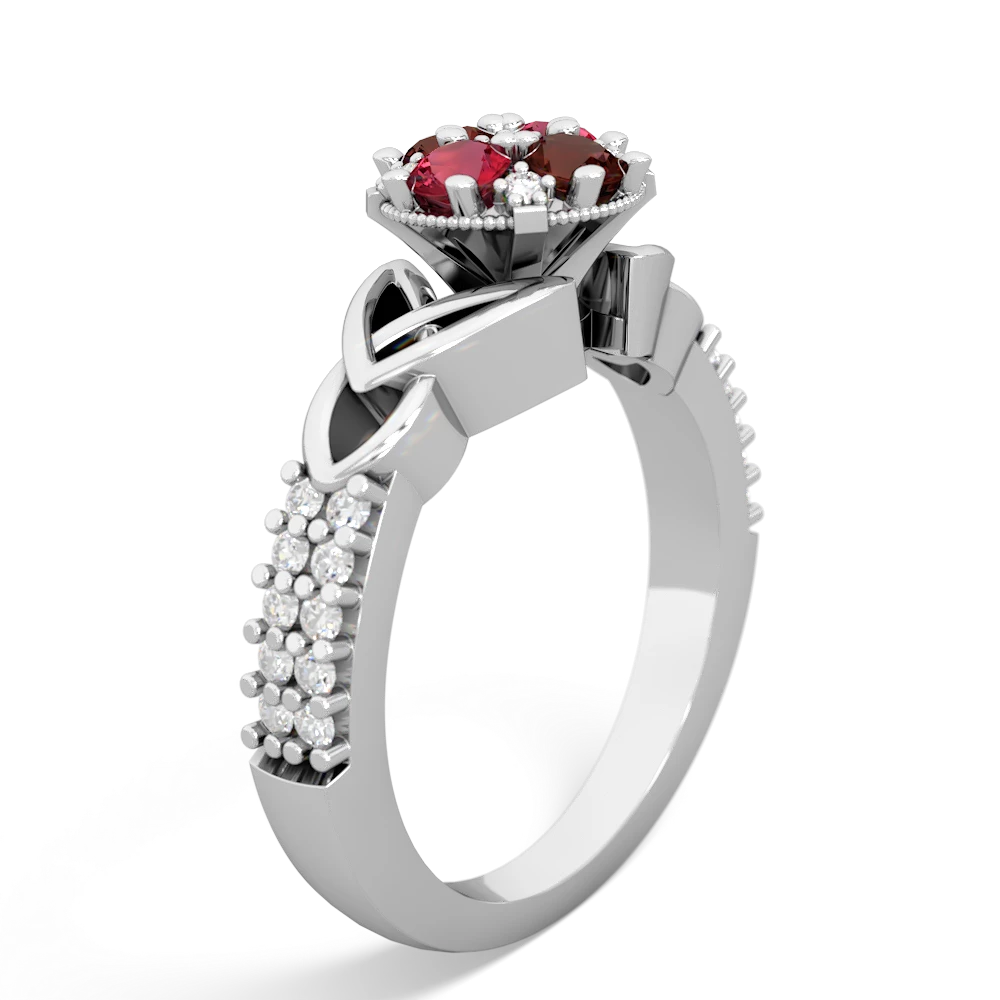 Garnet Celtic Knot Cluster Engagement 14K White Gold ring R26443RD