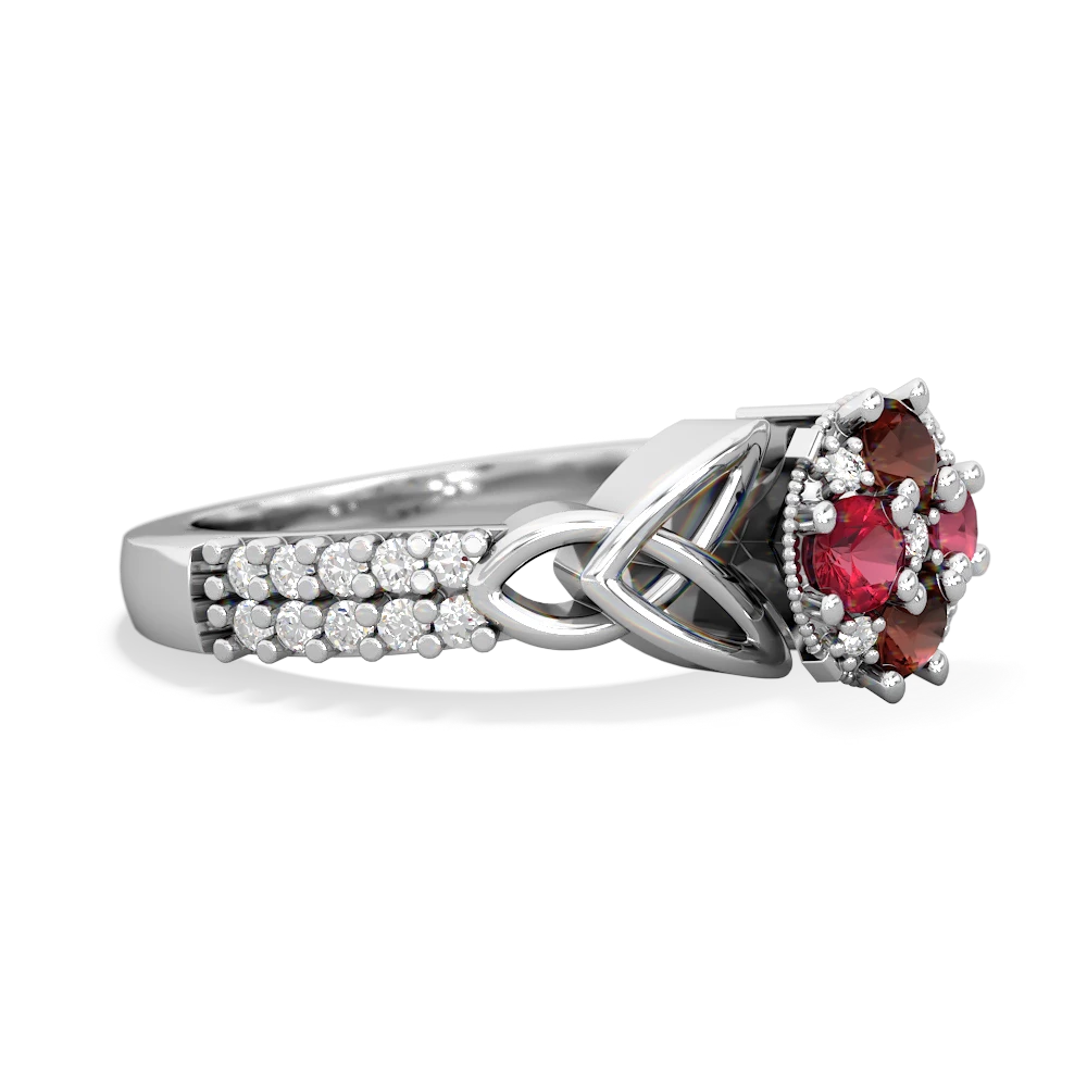 Garnet Celtic Knot Cluster Engagement 14K White Gold ring R26443RD