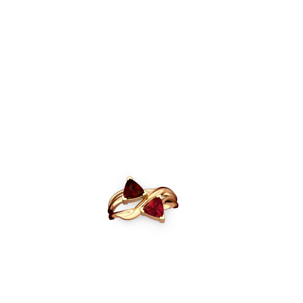 Garnet Split Band Swirl 14K Yellow Gold ring R2341