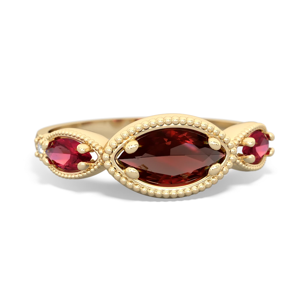 Garnet Milgrain Marquise 14K Yellow Gold ring R5700