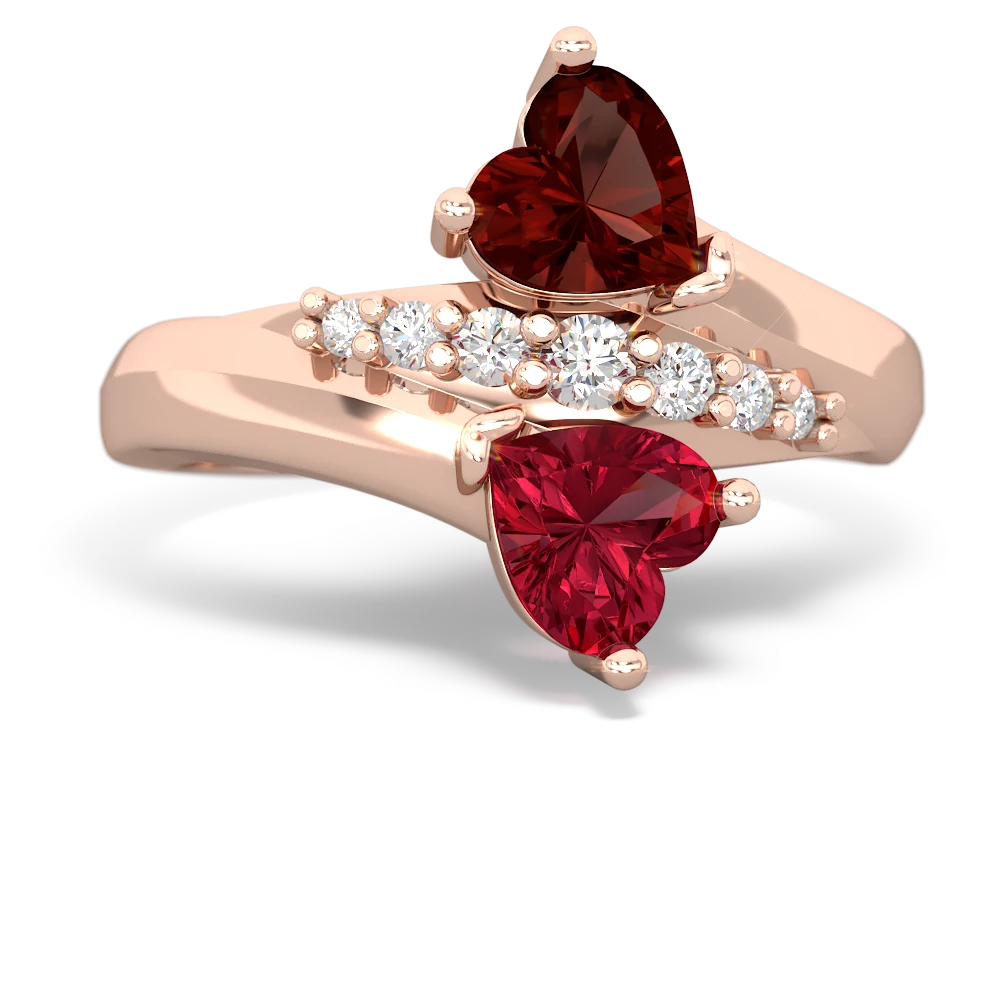 Garnet Heart To Heart 14K Rose Gold ring R2064