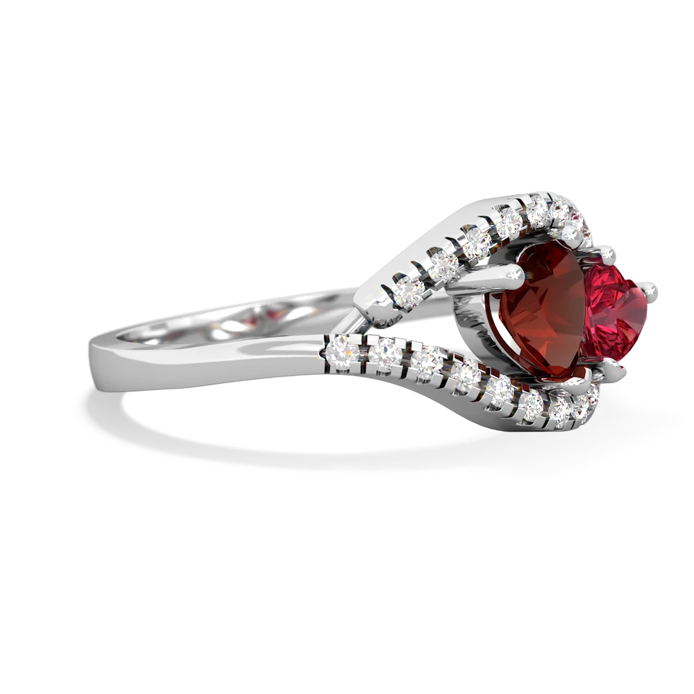 Garnet Mother And Child 14K White Gold ring R3010