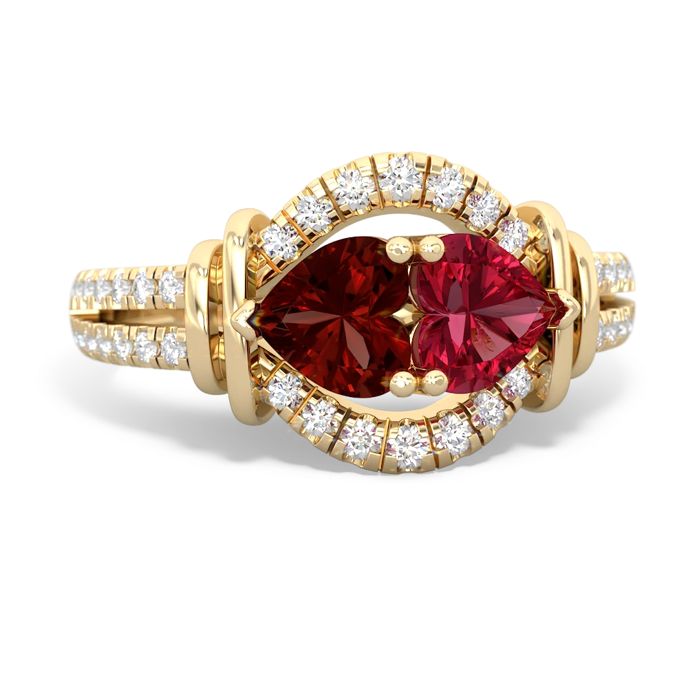 Garnet Art-Deco Keepsake 14K Yellow Gold ring R5630