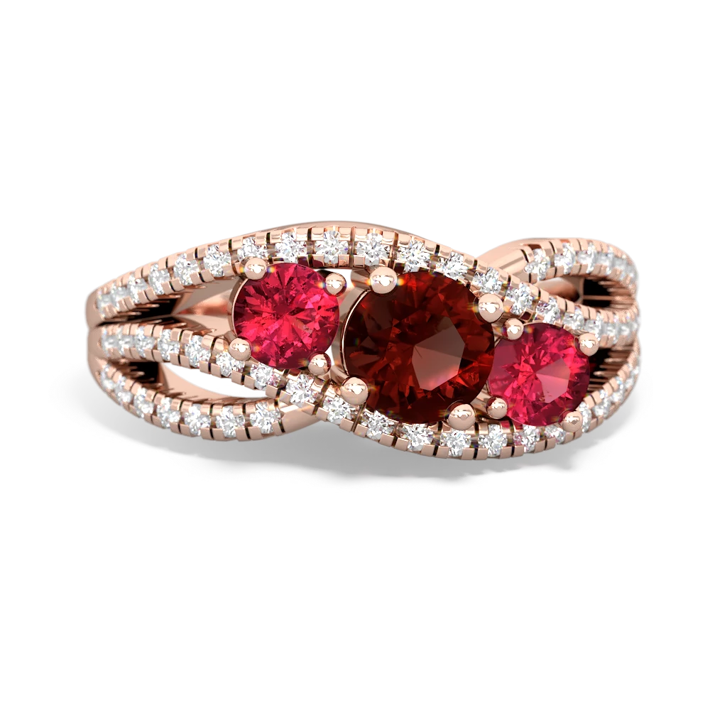 Garnet Three Stone Aurora 14K Rose Gold ring R3080