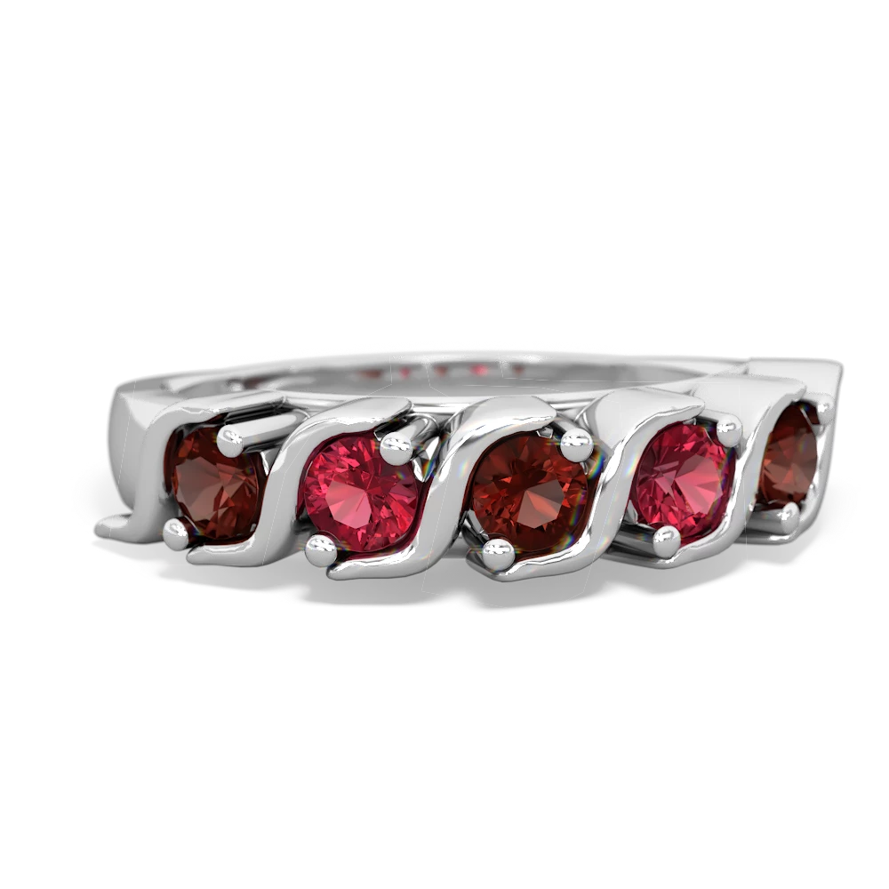 Garnet Anniversary Band 14K White Gold ring R2089