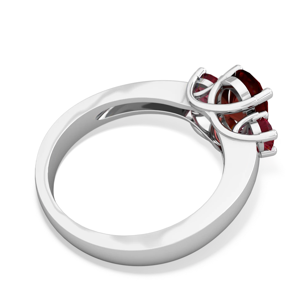 Garnet Three Stone Oval Trellis 14K White Gold ring R4024