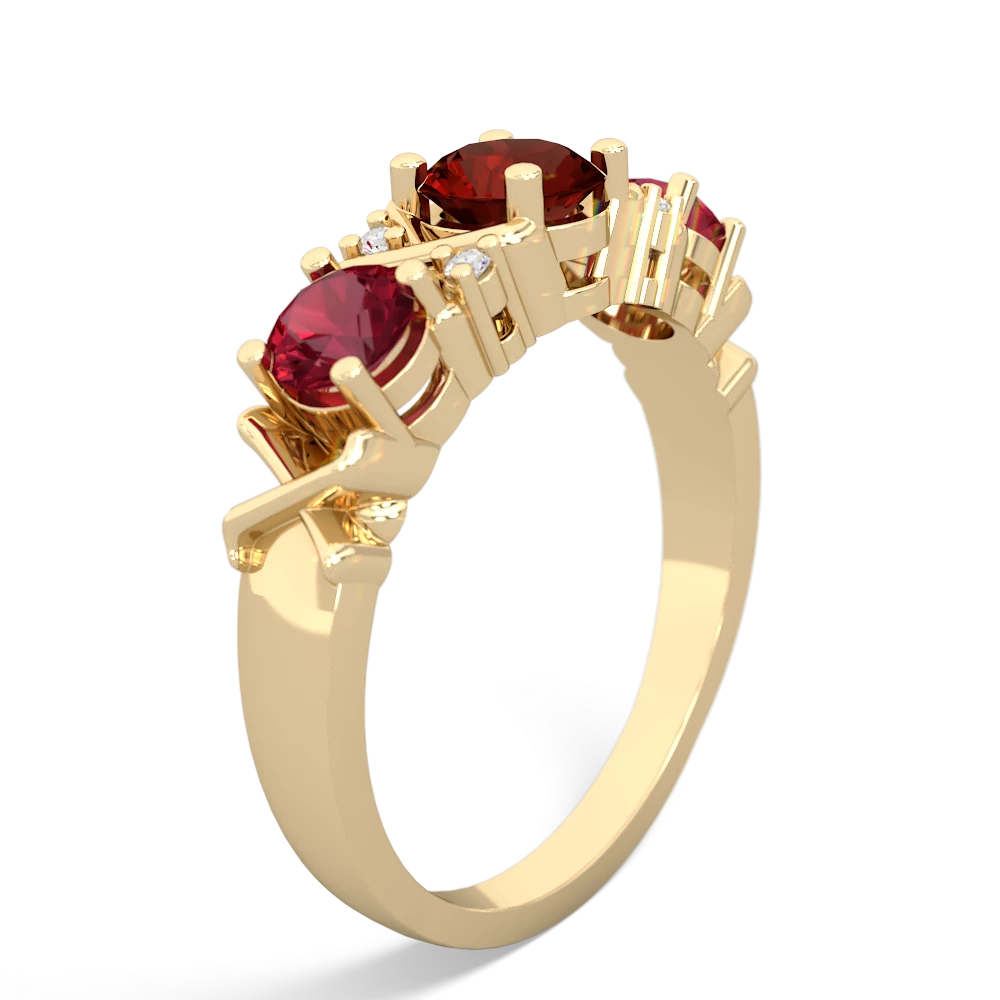 Garnet Hugs And Kisses 14K Yellow Gold ring R5016