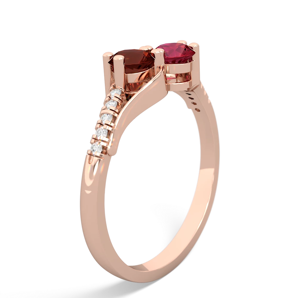 Garnet Infinity Pave Two Stone 14K Rose Gold ring R5285