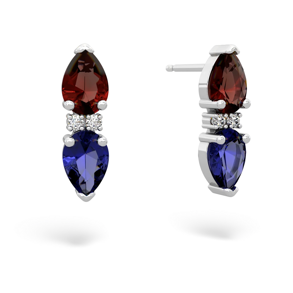 Garnet Bowtie Drop 14K White Gold earrings E0865