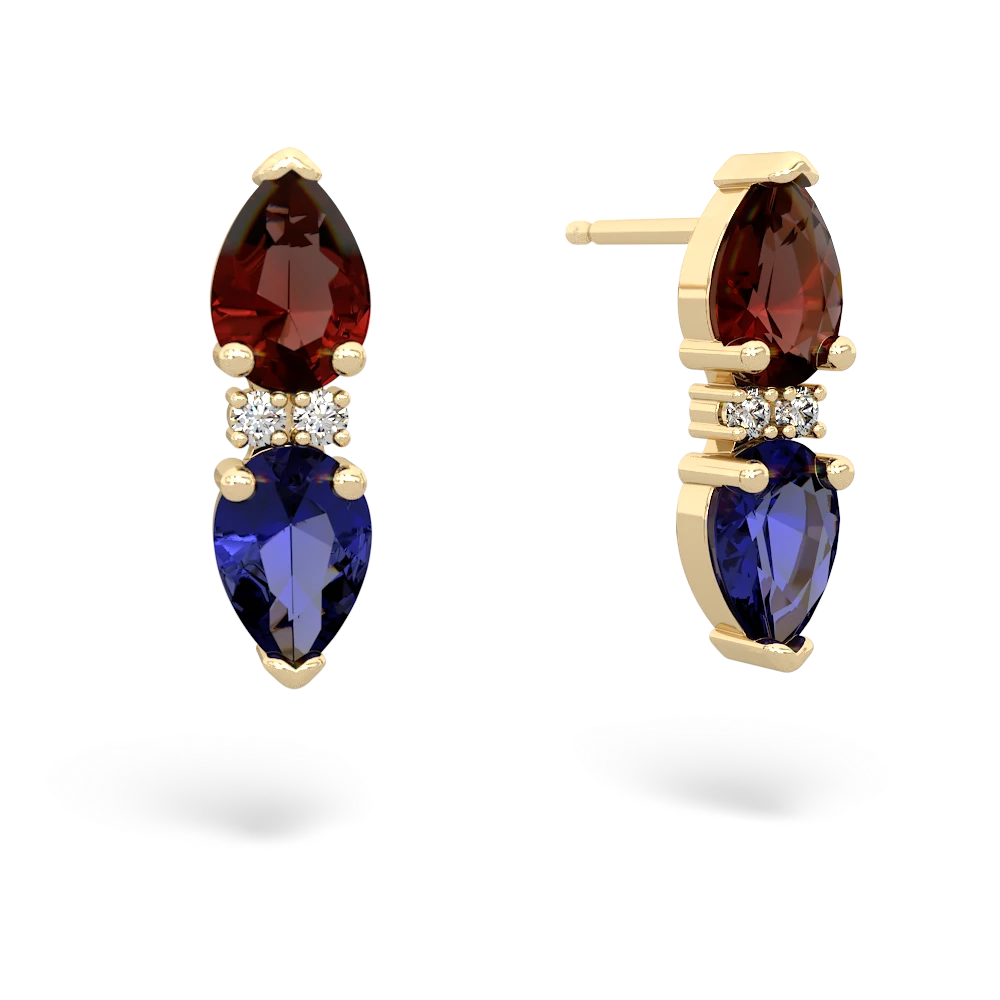 Garnet Bowtie Drop 14K Yellow Gold earrings E0865
