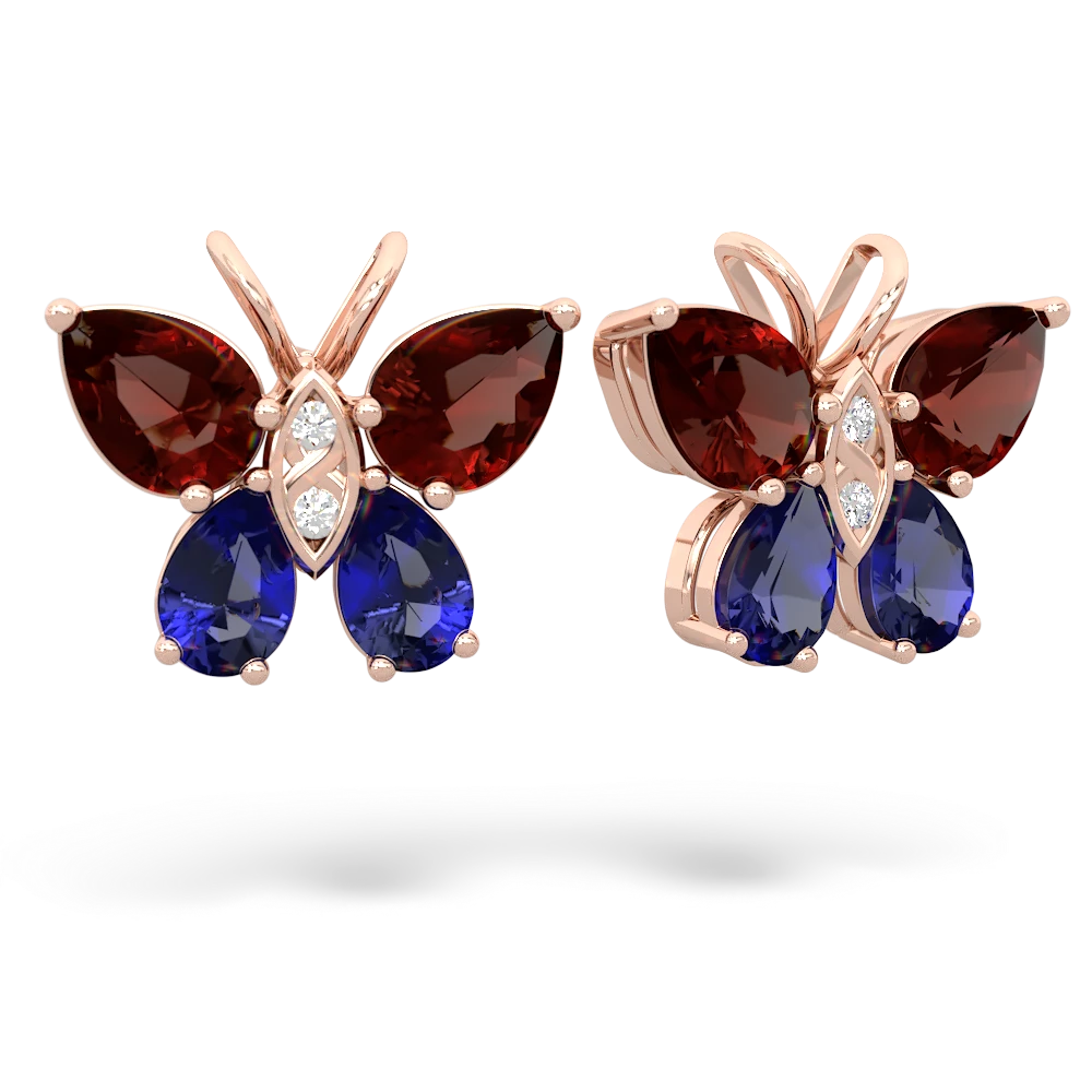 Garnet Butterfly 14K Rose Gold earrings E2215