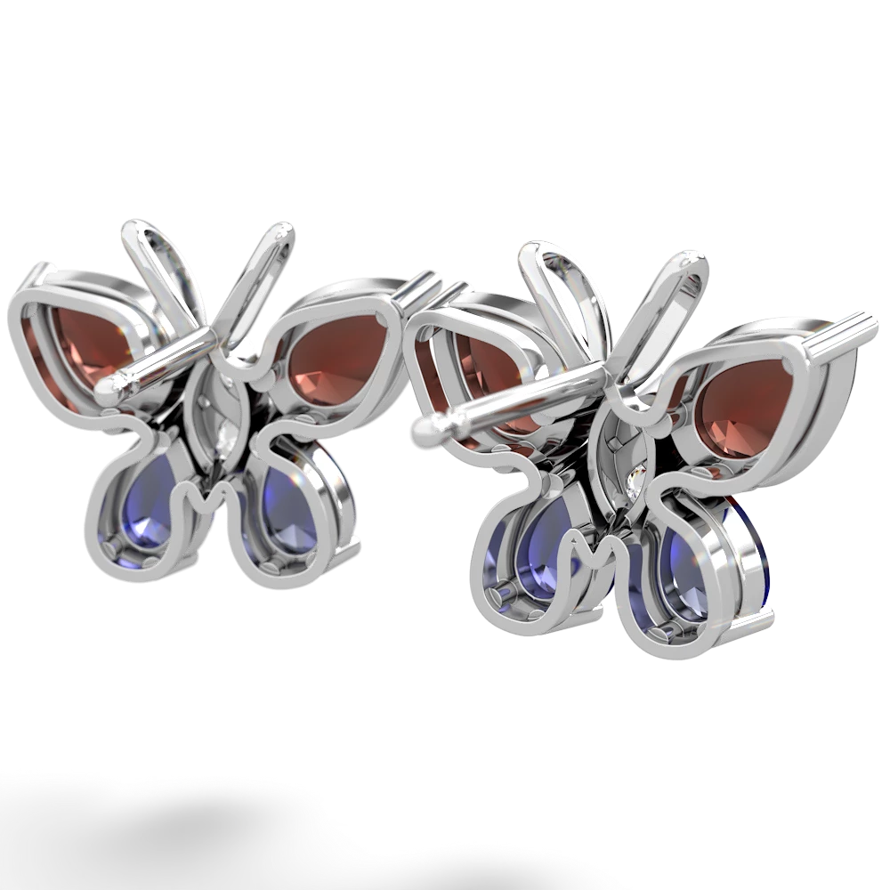 Garnet Butterfly 14K White Gold earrings E2215