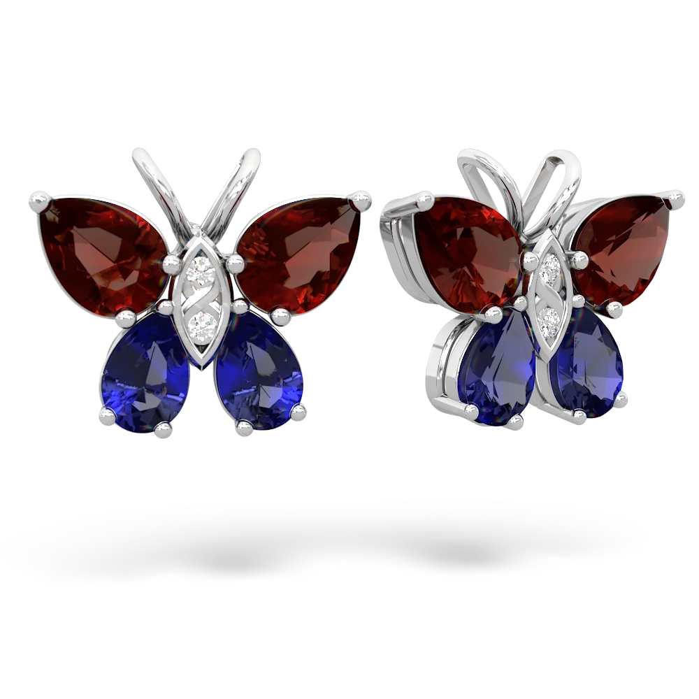 Garnet Butterfly 14K White Gold earrings E2215