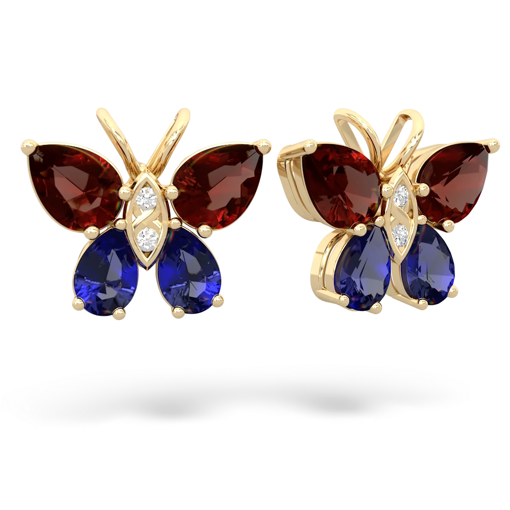 Garnet Butterfly 14K Yellow Gold earrings E2215