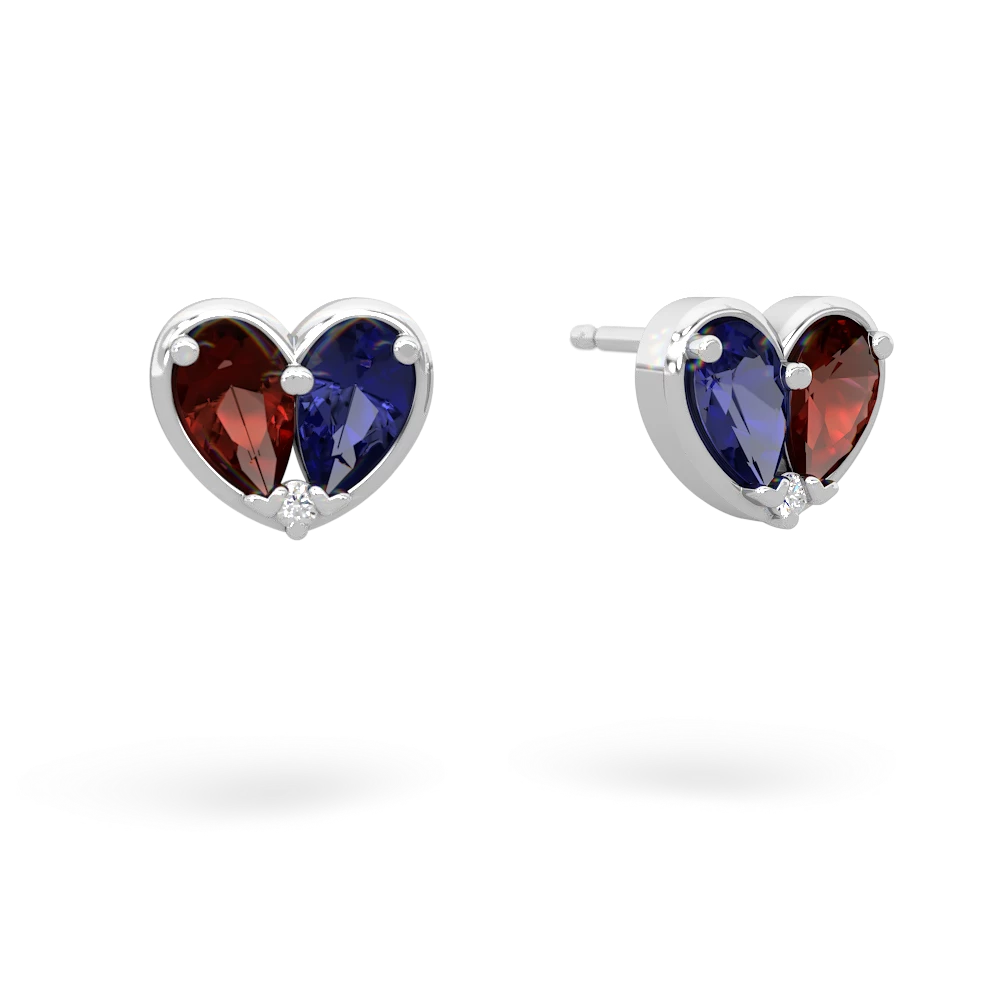 Garnet 'Our Heart' 14K White Gold earrings E5072