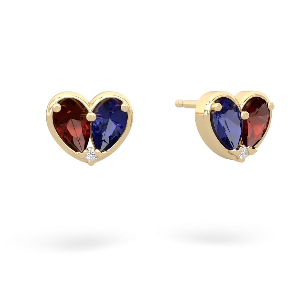 Garnet 'Our Heart' 14K Yellow Gold earrings E5072