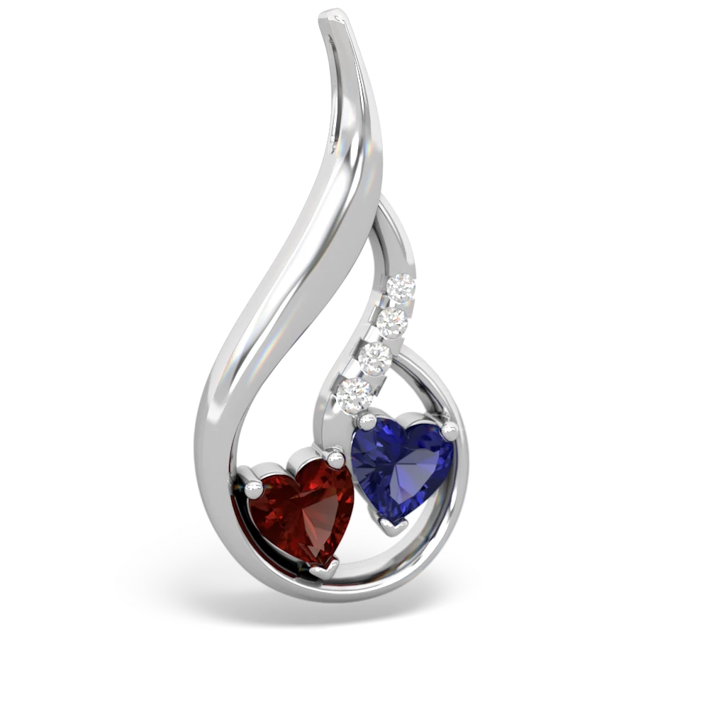 Garnet Keepsake Curves 14K White Gold pendant P5450