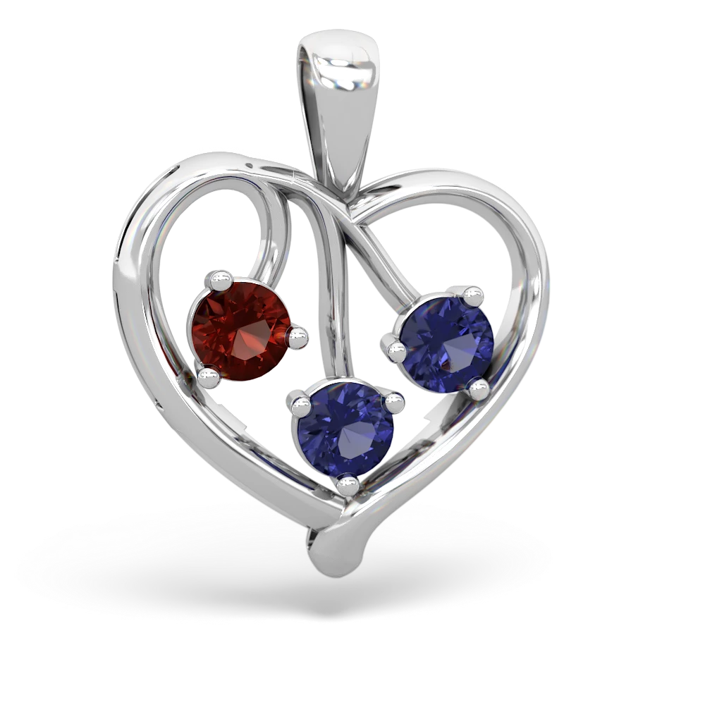 Garnet Glowing Heart 14K White Gold pendant P2233