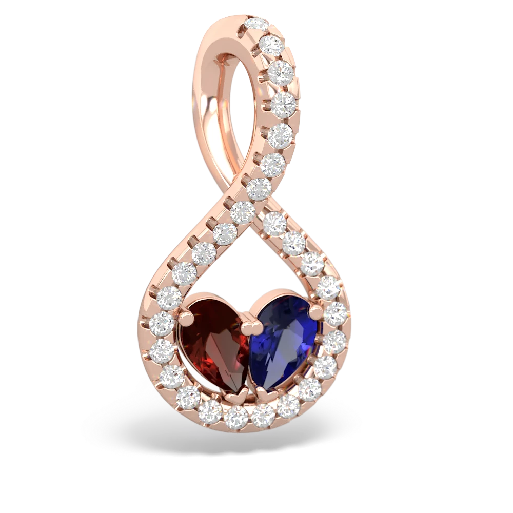 Garnet Pave Twist 'One Heart' 14K Rose Gold pendant P5360