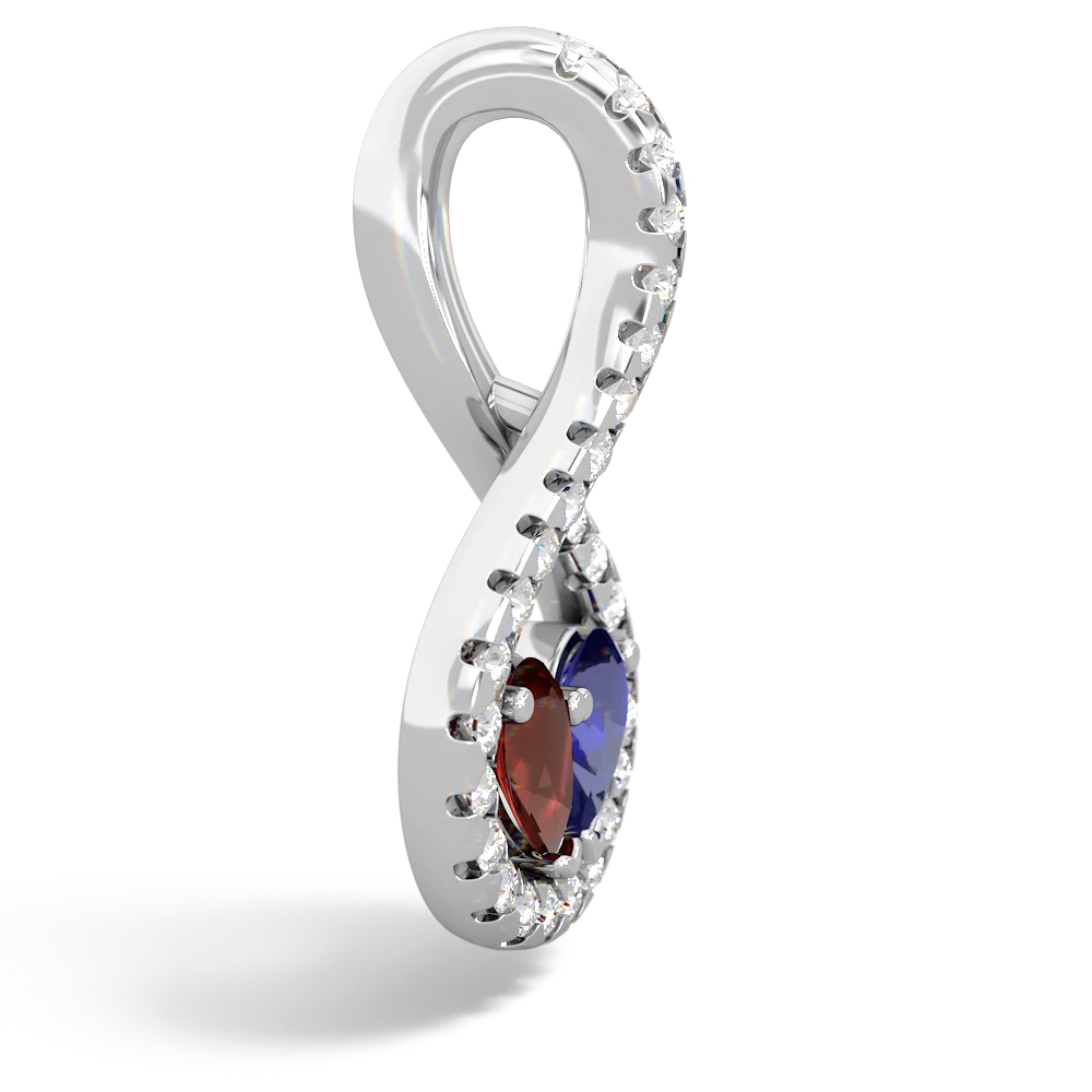 Garnet Pave Twist 'One Heart' 14K White Gold pendant P5360