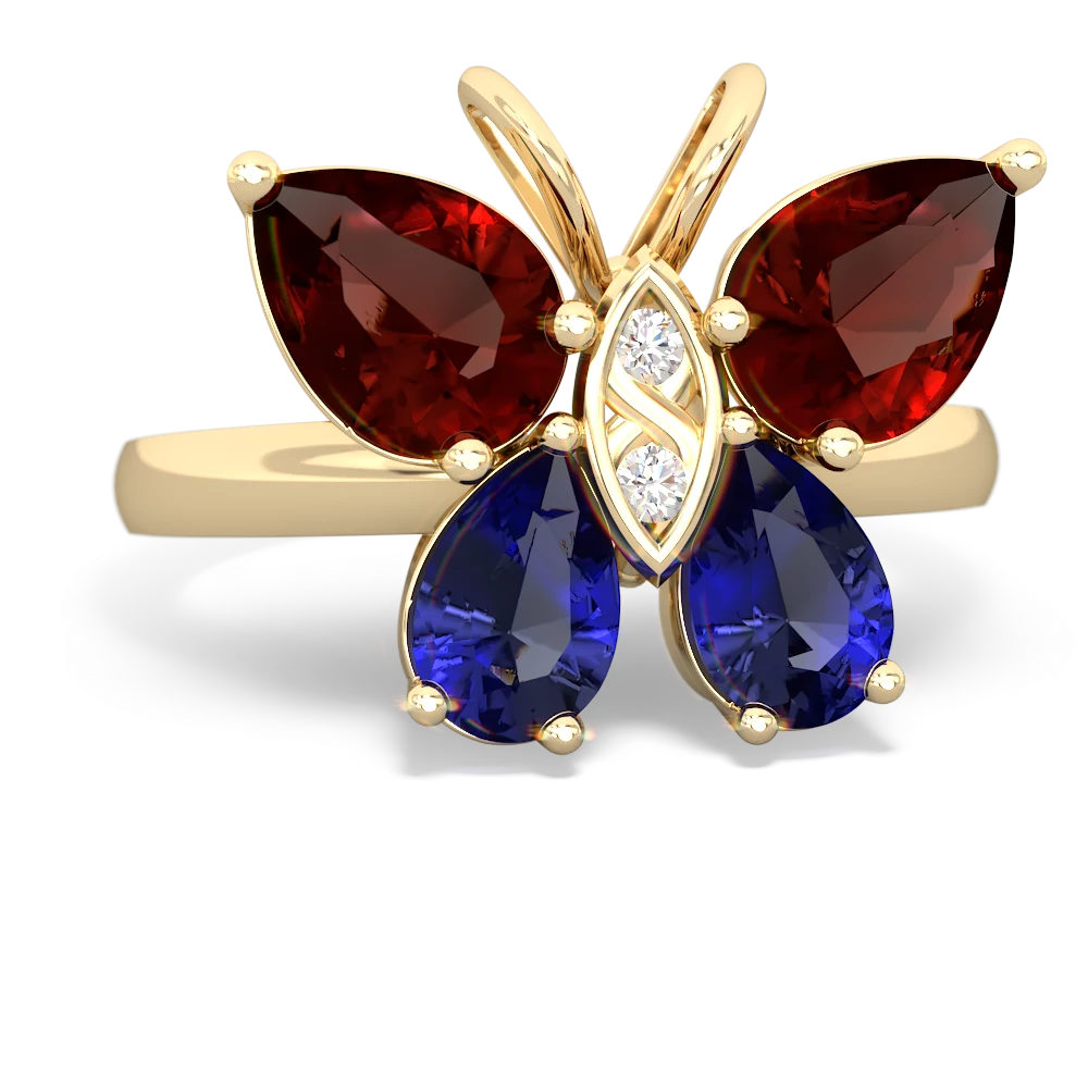 Garnet Butterfly 14K Yellow Gold ring R2215