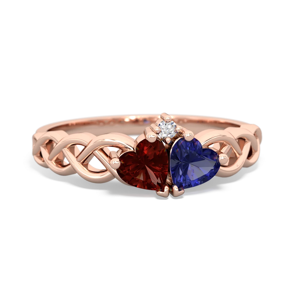 Garnet Heart To Heart Braid 14K Rose Gold ring R5870