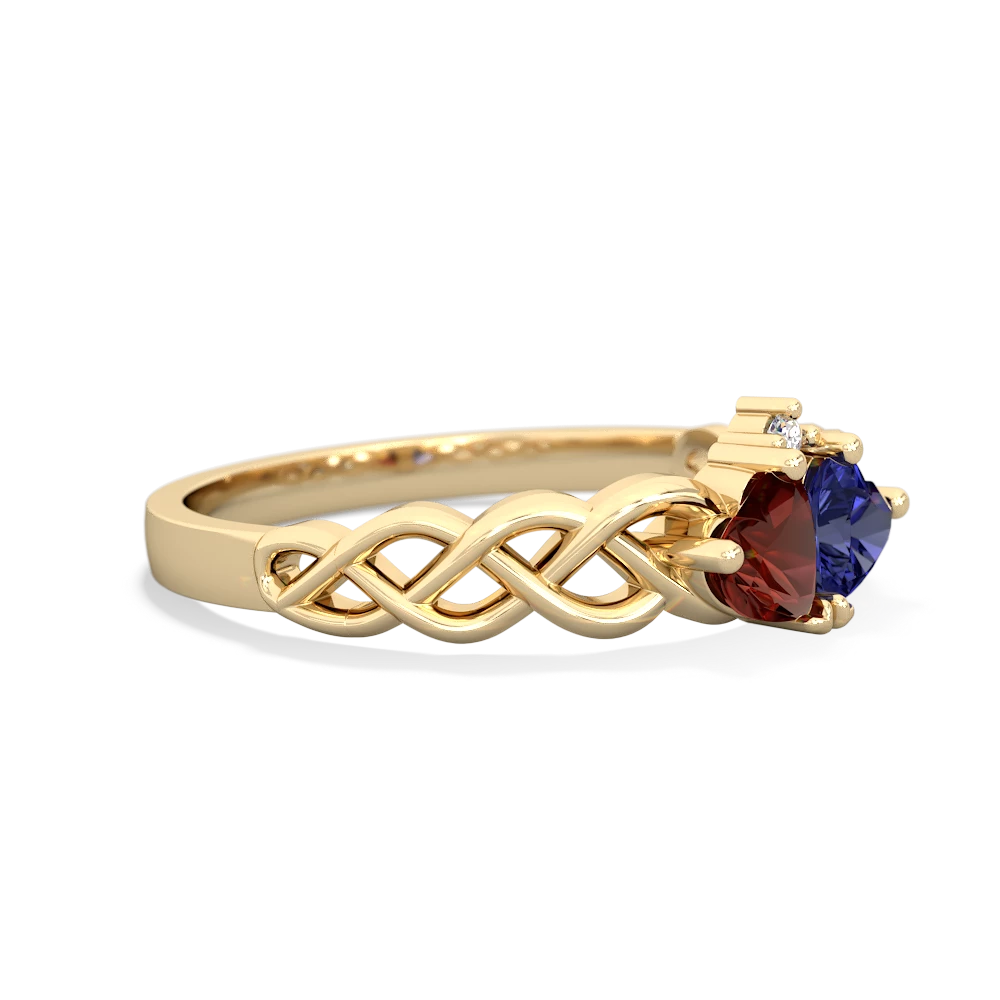 Garnet Heart To Heart Braid 14K Yellow Gold ring R5870