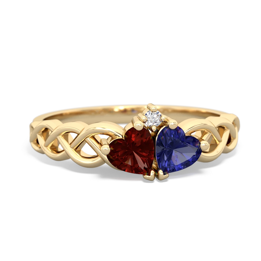 Garnet Heart To Heart Braid 14K Yellow Gold ring R5870