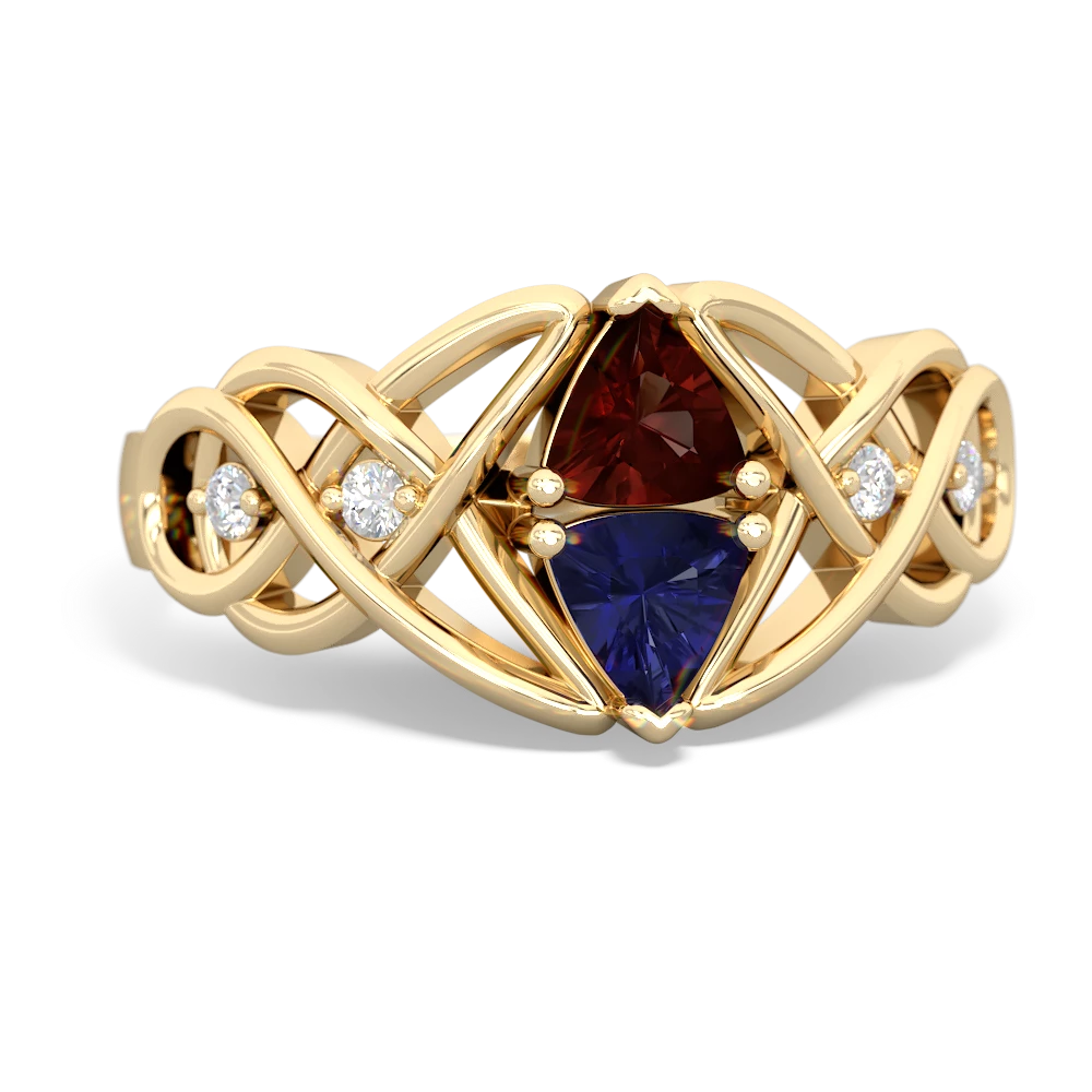 Garnet Keepsake Celtic Knot 14K Yellow Gold ring R5300