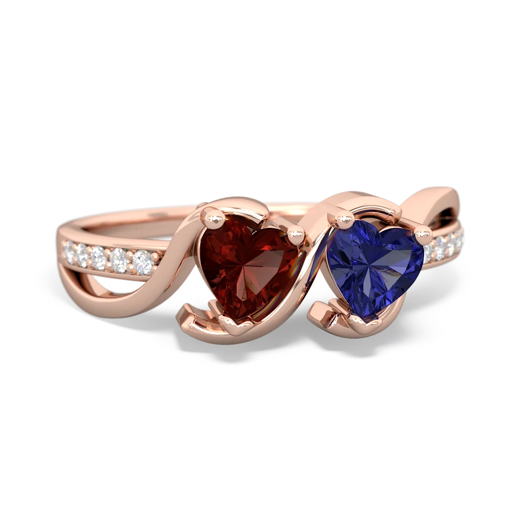 Garnet Side By Side 14K Rose Gold ring R3090