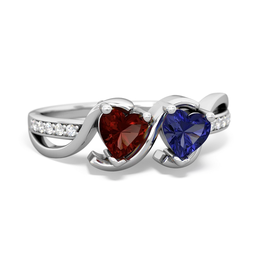 Garnet Side By Side 14K White Gold ring R3090