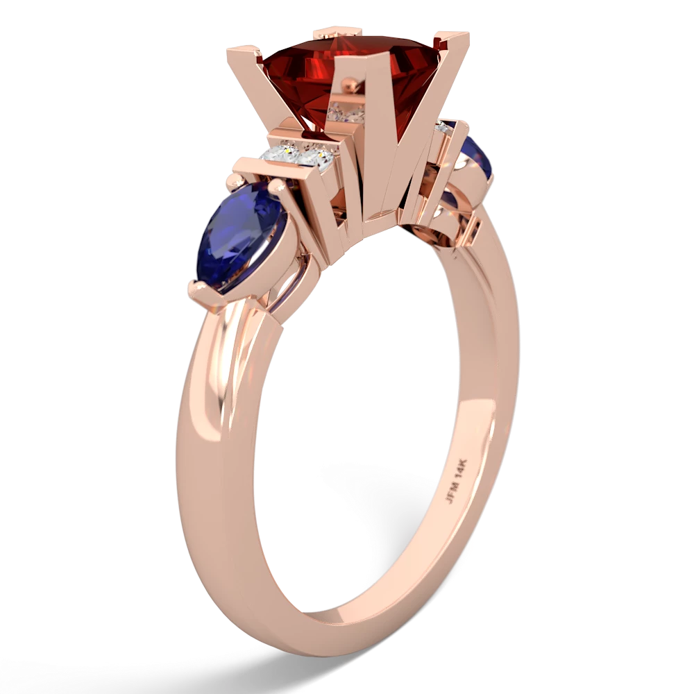 Garnet 6Mm Princess Eternal Embrace Engagement 14K Rose Gold ring C2002