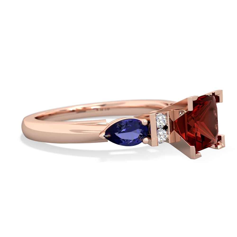 Garnet 6Mm Princess Eternal Embrace Engagement 14K Rose Gold ring C2002