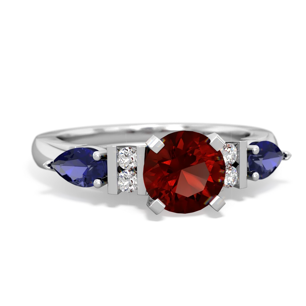 Garnet 6Mm Round Eternal Embrace Engagement 14K White Gold ring R2005