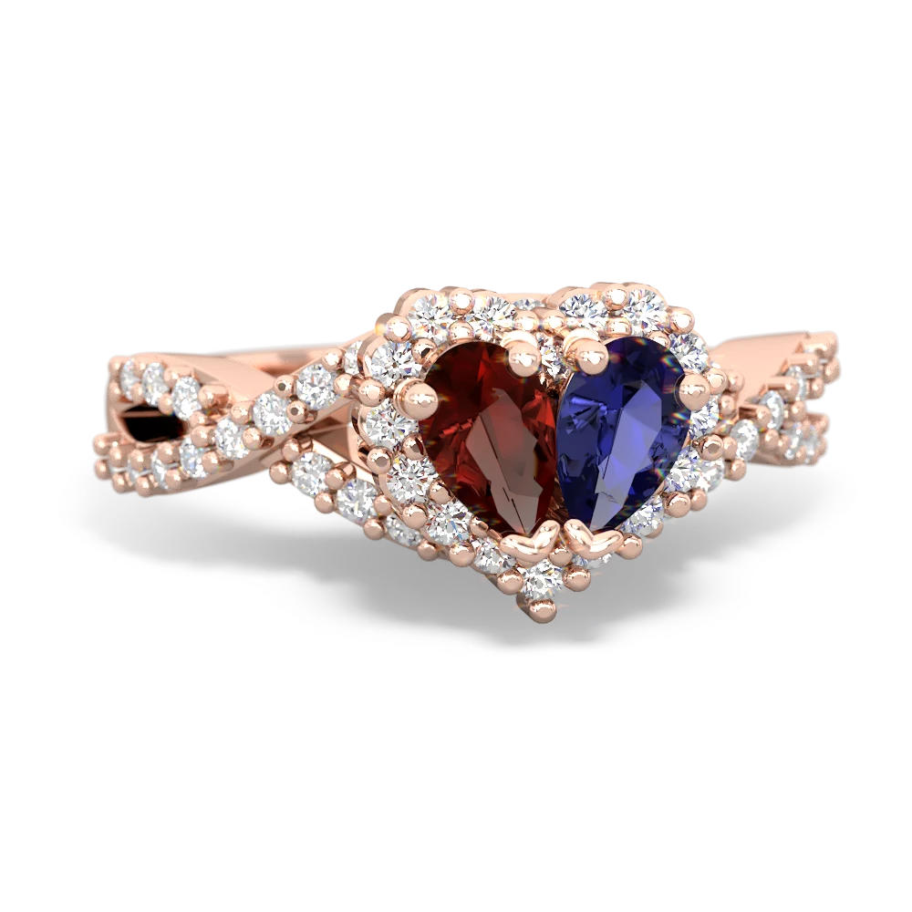 Garnet Diamond Twist 'One Heart' 14K Rose Gold ring R2640HRT