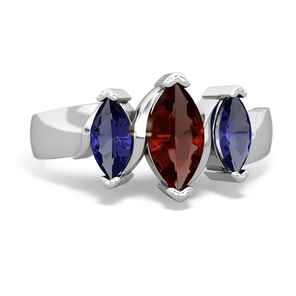 Garnet Three Peeks 14K White Gold ring R2433