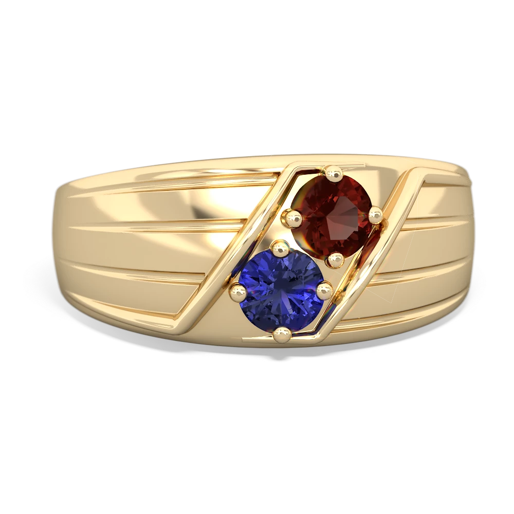 Garnet Men's Streamline 14K Yellow Gold ring R0460