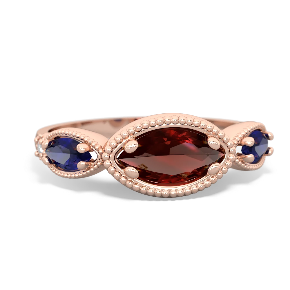 Garnet Milgrain Marquise 14K Rose Gold ring R5700