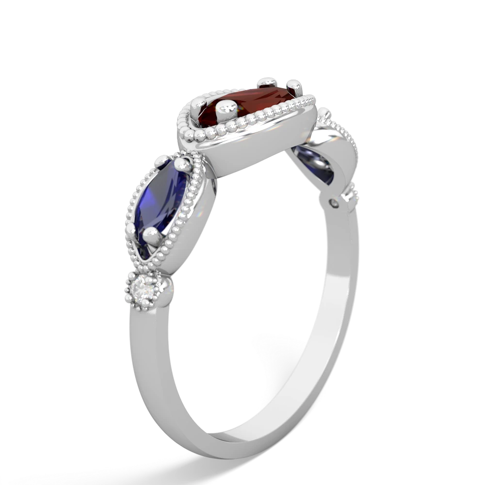 Garnet Milgrain Marquise 14K White Gold ring R5700