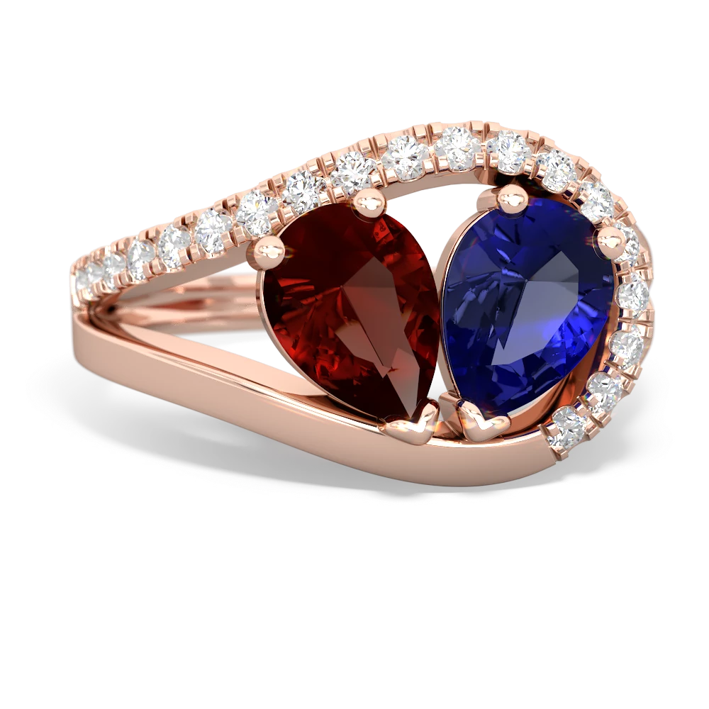 Garnet Nestled Heart Keepsake 14K Rose Gold ring R5650