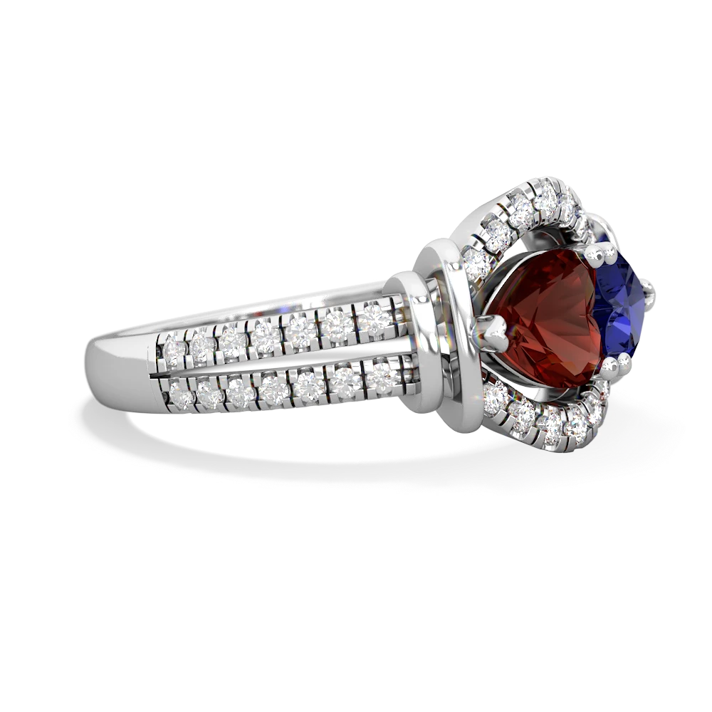 Garnet Art-Deco Keepsake 14K White Gold ring R5630