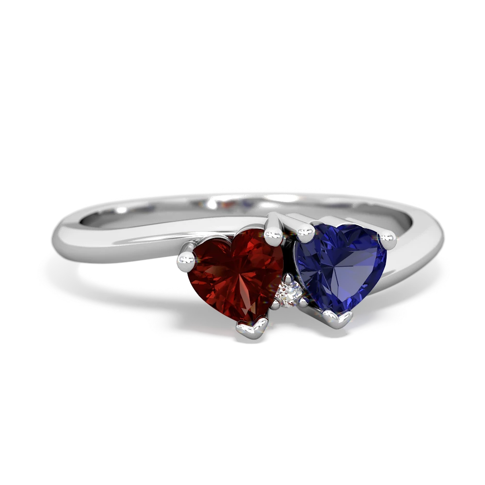 Garnet Sweethearts 14K White Gold ring R5260