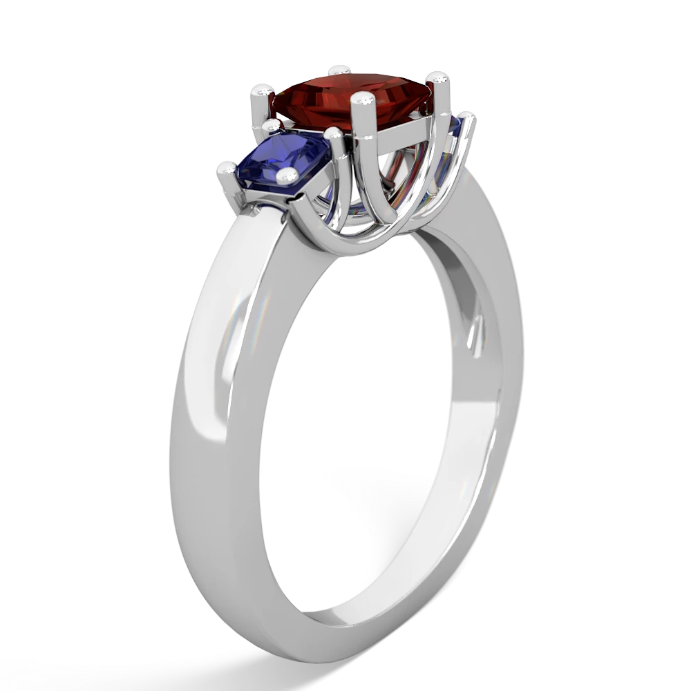 Garnet Three Stone Trellis 14K White Gold ring R4015