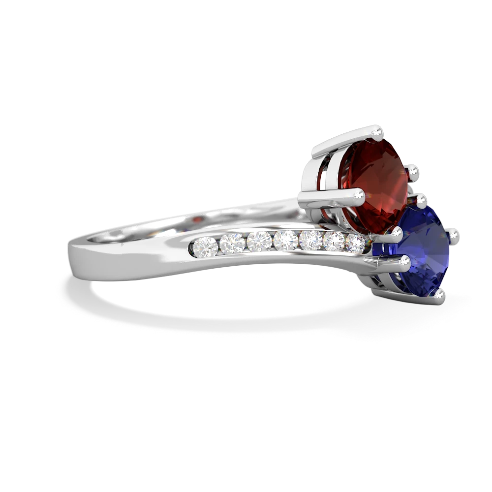 Garnet Channel Set Two Stone 14K White Gold ring R5303