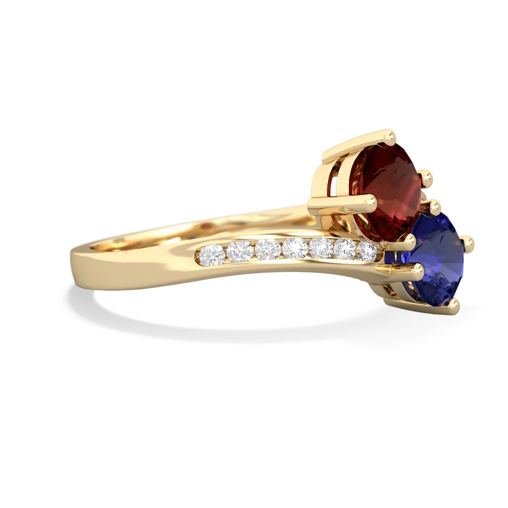 Garnet Channel Set Two Stone 14K Yellow Gold ring R5303